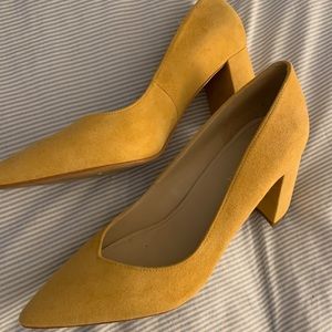 Marc Fisher yellow suede heels: worn once!